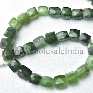 Genuine Serpentine Faceted Cubes Briolettes  Serpentine Cubes  Serpentine Cube Beads Natural Gemstone 8 Inches Strand 6.5mm to 7.5mm N1540