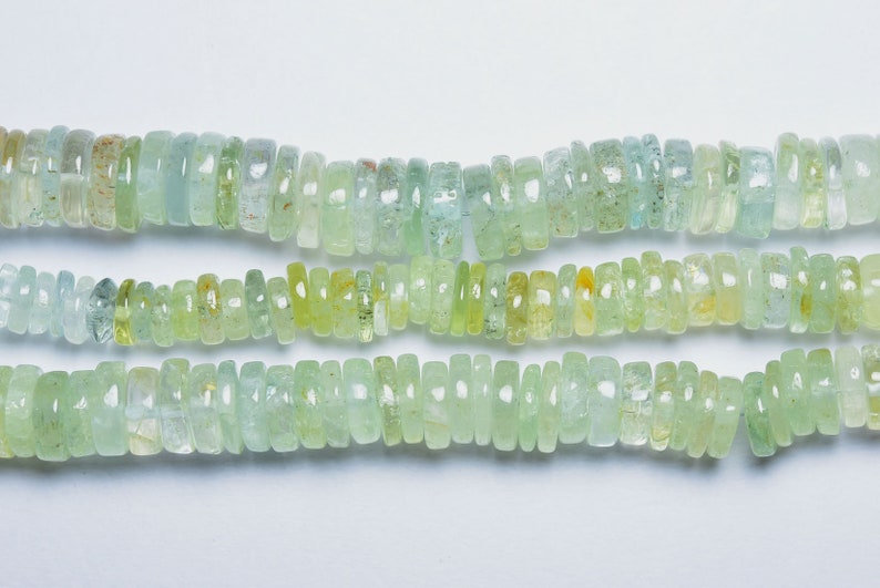 1 Full Strand---Multi Aquamarine Smooth Wheels Tyre Shape Beads----9mm to 11mm----Natural Gemstone----N32