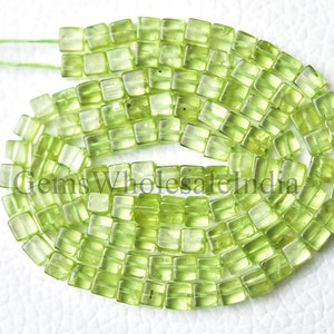Amazing Peridot Smooth Cube Beads  Peridot Plain Cubes  Peridot Bead Strand Natural Gemstone Beads  16 Inches Strand 3.5mm N1425