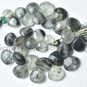 Black Rutile Faceted Heart Briolette Beads  Black Rutile Bead  Black Rutile Heart Beads  7 Inches Strand 10mm to 15mm Natural Gemstone N1246