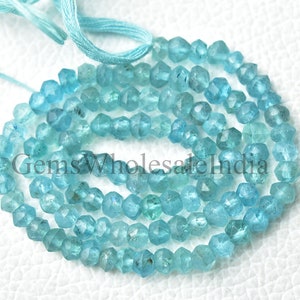 Blue Apatite Faceted Rondelle Apatite Rondelle Bead Apatite Micro Cut Bead Natural Gemstone Wholesale Bead 13 inch Strand 4mm to 4.5mm N1680