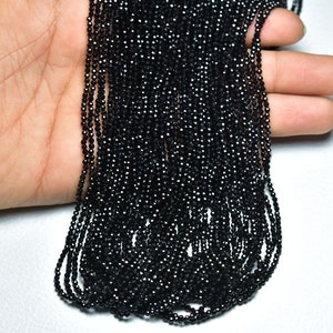 Brilliant AAA+ Black Spinel Micro Faceted Rondelle  Black Spinel Rondelle  Black Spinel Bead Strand  Natural Gemstone 2.2mm 9 inches - N637