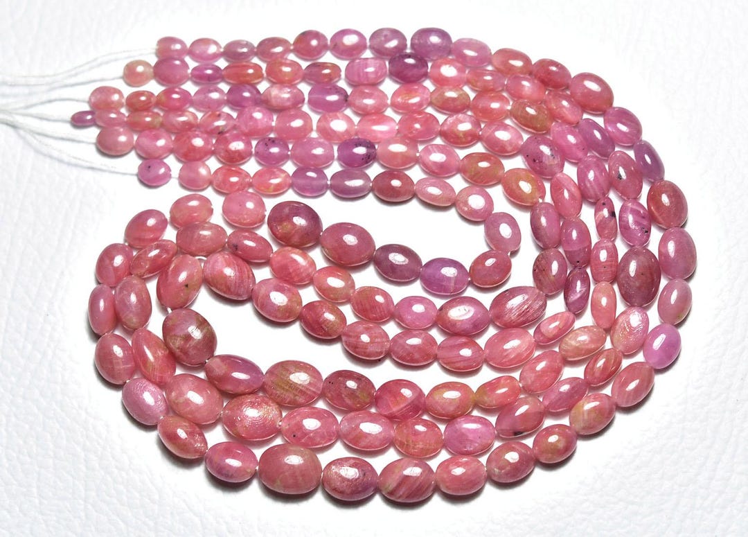 Charming Ruby Charming Ruby Smooth Oval Beads Ruby Beads Strand Pink Ruby Beads Ruby ...