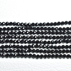 Sparkling AAA+ Black Spinel Faceted Round Beads  Black Spinel Round Strand  Black Spinel Micro Cut Bead   Natural Gemstone  -N816