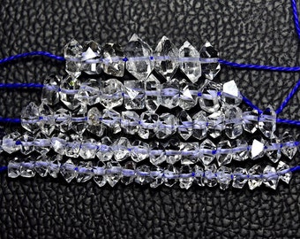 Cuarzo de diamante Herkimer de grado AAA brillante, cuentas de agujeros de 1 mm, piedra preciosa natural áspera de cuarzo de diamante de cuarzo de diamante Herkimer -N2145