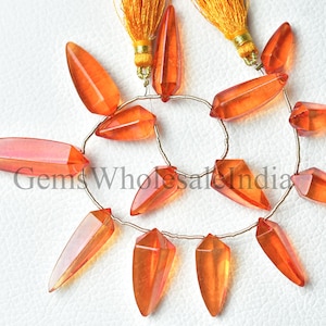 AAA Orange Mystic Quartz Fancy Faceted Briolette   Mystic Quartz Gemstone Beads  Mystic Quartz Bead 8 Inches Strand 8x15mm to 11x30mm -N1320