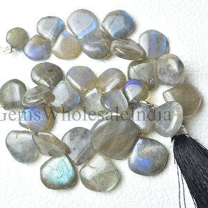 Blue Fire Labradorite Plain Heart Briolette  Labradorite Heart Bead  Labradorite Smooth Gemstone Beads - 7 inches Strand 6.5mm to 14mm N1344