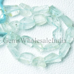 Lovely Aquamarine Faceted Nuggets Beads  Aquamarine Nugget Bead  Aquamarine Bead Strand 10 Inches Strand 8mm to 15mm Natural Gemstone -N1497