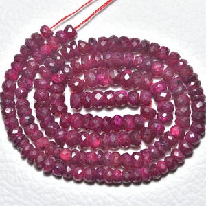 Elegant Ruby Faceted Rondelle Beads  Ruby Faceted Beads  Natural Ruby Rondelle Beads Strand  Natural Gemstone 16 Inches Strand 4 - 5mm N199