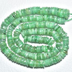 Charming Emerald Faceted Wheel Beads  Emerald Faceted Heishi Tyre Beads  Natural Gemstone  16 Inches Strand  Size 5 - 7 mm N437