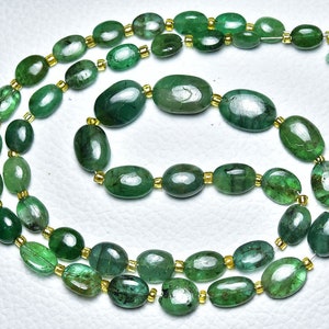 Brilliant Emerald Smooth Plain Oval Shape Beads   Emerald Oval Bead  Emerald Bead Strand  16 Inches Strand 4x6mm to 8x11mm N2110 K