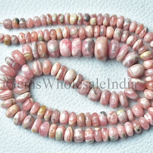Rhodochrosite Plain Rondelle  Rhodochrosite Smooth Rondelle Beads  Rhodochrosite Beads Natural Gemstone 9 Inches Strand 4.5mm to 9mm N1575