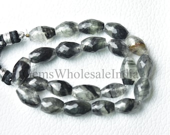 Moss Quartz Faceted Oval Barrel Beads  MOss Quartz Barrel Bead  Quartz Bead Strand 10 Inch Strand 8x12mm to 8x14mm Natural Gemstone N1799