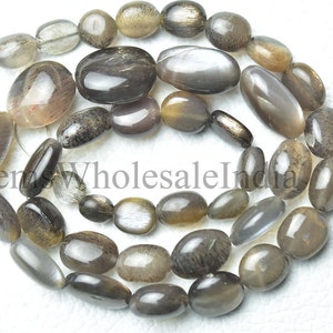 Bi Color Grey Moonstone Smooth Plain Oval Nugget Beads  Moonstone Nugget Bead Moonstone Beads Strand 13.5 Inch Strand 5x6mm to 12x13mm N1603