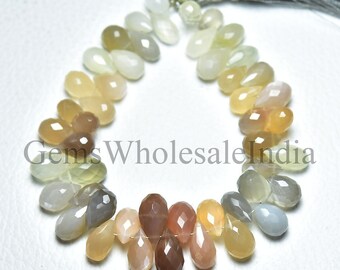Multi Moonstone Teardrops Bead  Moonstone Faceted Drop Briolette  Moonstone Bead Strand  Natural Gemstone 7 Inches Strand -N1097
