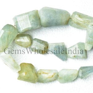 Aquamarine Faceted Nuggets Beads  Aquamarine Nugget Bead  Aquamarine Bead Strand 8 Inches Strand 9mm to 19mm Natural Gemstone N1717