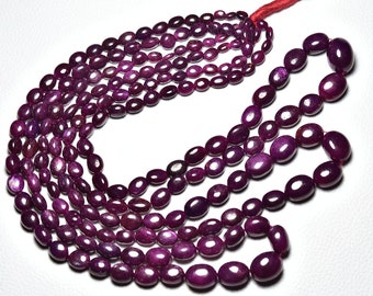 12 - 6 mm AA+----RUBY gladde, effen ovale streng ---- natuurlijke edelsteen----N384