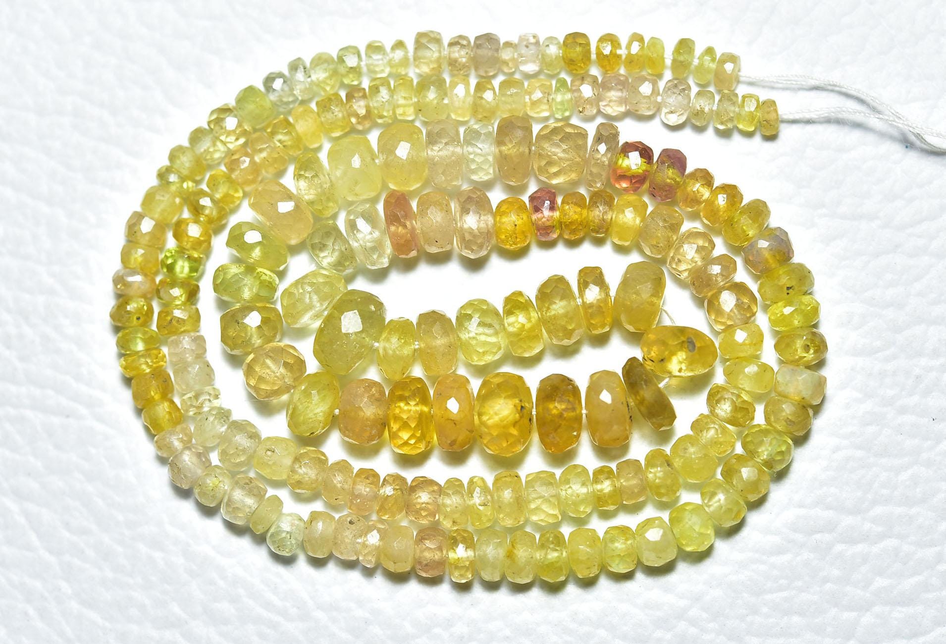 Yellow Sapphire Faceted Rondelle Beads Yellow Sapphire Micro Faceted Beads Natural Gemstone Wholesale Beads- 15 Inches Size 3.5 - 5 mm N1081