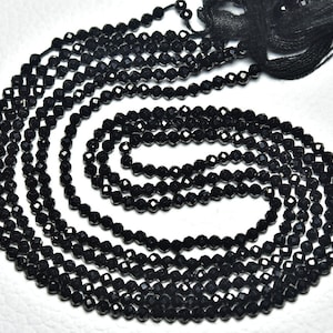 AAA+ Black Spinel Micro Facets Faceted Rondelle Stone  Black Spinel Rondelle Strand   Natural Gemstone  Wholesale Bead - N631
