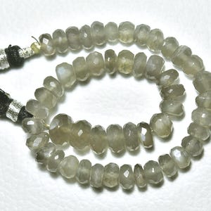 Feinster Grauer Mondstein facettierte Prundelle Perlen Mondstein Perlen Mondstein Rondelle Perlen 8 Zoll Strang Größe 6 mm bis 8 mm N1286
