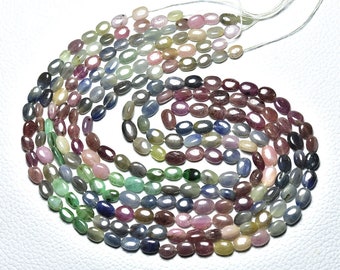 Lovely Natural African Sapphire Rainbow Smooth Plain Oval Shape, 16 inches,  Pink Sapphire  Blue Sapphire Strand  Natural Gemstone - N627