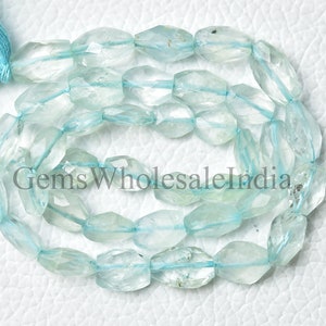 Aquamarine Faceted Nuggets Beads  Aquamarine Nugget Bead  Aquamarine Bead Strand 13 Inches Strand 5x6mm to 6x9mm Natural Gemstone -N1486