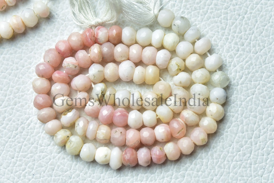 Ópalo rosa peruano facetado Rondelle Strand Ópalo rosa peruano Rondelle ...