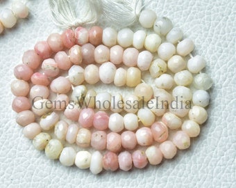 Pink Opal Peru Faceted Rondelle Stone   Pink Opal Rondelle Strand   Peruvian Pink Opal Beads Gemstone 13 inches Strand 5.5mm to 6mm N1570