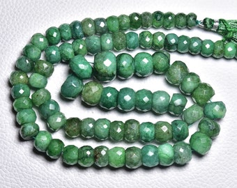 Collier En émeraude Béryl AAA+ Perles Rondelles Facettées 7-12mm - Neuf