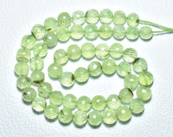 Prehnite Faceted Round Beads  Prehnite Faceted Round Beads 8 Inches Strand Prehnite Bead  Size  8 mm Natural Gemstone Strand  N617