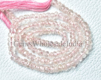 Cutest AAA Morganite Faceted Rondelle Beads  Morganite Bead Jewelry  Natural Gemstone Wholesale Beads 13 Inches Strand 3mm to 4mm N2071