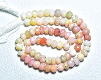 Pleasant Peruvian Pink Opal Faceted Rondelle Beads Pink Opal Faceted Rondelle Beads  Pink Opal Beads 13.5 inches Strand Size 6 - 6.5 mm N537