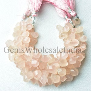 Rose Quartz Spiral Teardrops Beads  Rose Quartz Faceted Spiral Drop  Quartz Gemstone Bead Strand 7 Inch Strand 7x10mm to 8x15mm N1725