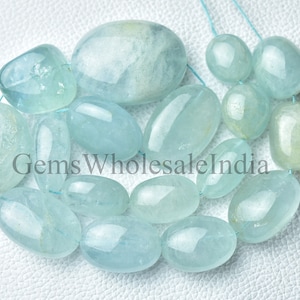780 Carats, Aquamarine Smooth Plain Oval Nugget Bead Aquamarine Big Nugget  Aquamarine Plain Beads 15.5 Inch Strand 14x16mm to 20x30mm N2056