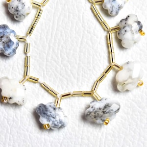 Dendrite Opal Faceted Cloud Shape Beads, 1mm Drilled, Dendrite Opal Cloud Beads Strand  Dendrite opal Beads Size 9x13 mm N2360