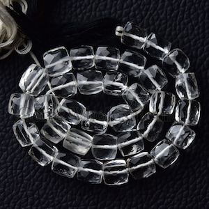 Crystal Faceted Cube Shape  Crystal 3D Cube Strand  Crystal Cube Beads Strand Natural Gemstone Beads 10 Inch Strand 7mm to 8.5mm N2022