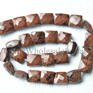 Snowflake Obsidian Faceted Beads Cushion Briolette  Snowflake Obsidian Rectangle Bead Natural Gemstone 8 Inch Strand 6.5mm to 9.5mm N1796