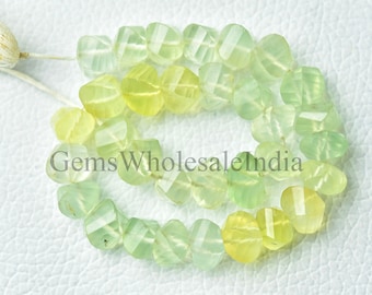Prehnite Faceted Spiral Rondelle  Prehnite micro cut Beads  Prehnite Shaded Beads Strand Natural Gemstone 8 Inches Strand 7mm to 8mm N1635