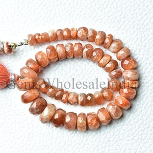 Beautiful Sunstone Faceted Rondelle Sunstone Faceted Beads  Sunstone Strand Natural Gemstone 8 Inch Strand 4.5mm to 10mm Wholesale  N2029