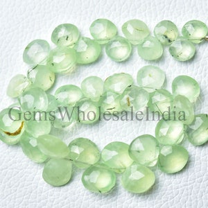 AAA Prehnite Faceted Heart Briolette Beads  Prehnite Bead  Prehnite Heart Bead Strand 8 Inches Strand 7mm to 11mm Natural Gemstone N1640