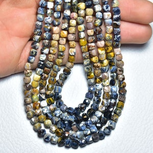 Pietersite Faceted Cube Shape Bead  Pietersite Cube Bead Strand  Genuine Pietersite Beads 13&quot;inches  Natural Gemstone  Wholesale Bead - N881