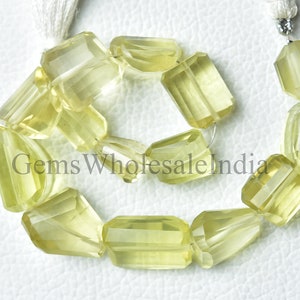 AAA Lemon Quartz  Faceted Nugget Beads  Lemon Quartz Nuggets Bead  Lemon Quartz Gemstone Beads Strand 7 Inch Strand 8x11mm to 12x17mm N1424