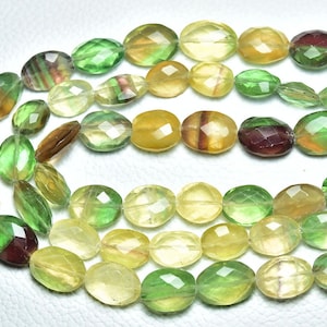 AAA + Qualität Fluorit facettierte Oval Brioletten 8 x 10 mm bis 9 x 12 mm Fluorit Perle Fluorit Strang natürliche Edelstein Großhandel Bead - N927