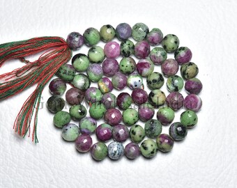 Ruby Zoisite Ball Beads  Faceted Round Bead  Ruby Bead  Ruby Zoisite Rondelle  Natural Gemstone 8 inches Strand 7mm Wholesale Beads -N1185