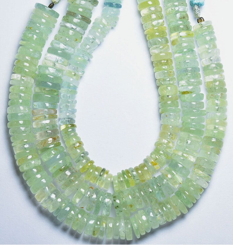 1 Full Strand---Multi Aquamarine Smooth Wheels Tyre Shape Beads----9mm to 11mm----Natural Gemstone----N32