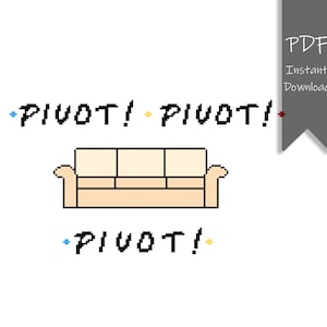 Friendly Couch, Pivot, Cross Stitch Pattern DMC Chart Printable PDF Instant Download
