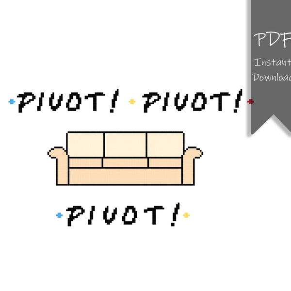 Patrón de punto de cruz "Friendly Couch", Pivot, DMC, gráfico imprimible en PDF, descarga instantánea