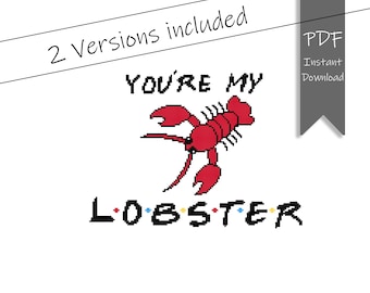 Friendly Lobster,  Cross Stitch Pattern DMC Chart Printable PDF Instant Download