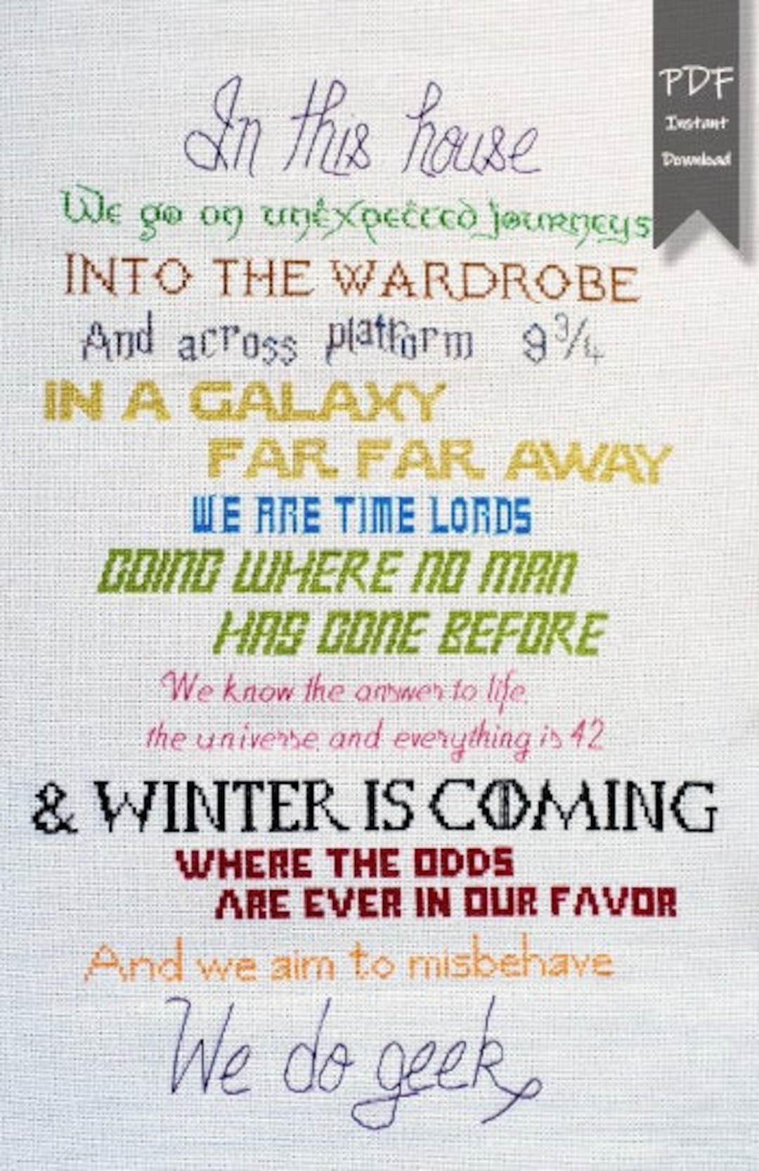 Geeky Words Cross Stitch Pattern DMC Chart Printable PDF - Etsy