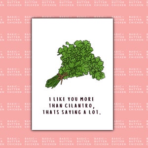 Cute Cilantro Bouqet Card / Desi Food Puns, Desi Cards, Arte indiana, Giftsforher, Merenda indiana, Friendgifts, ramadan, eid, desi bujo